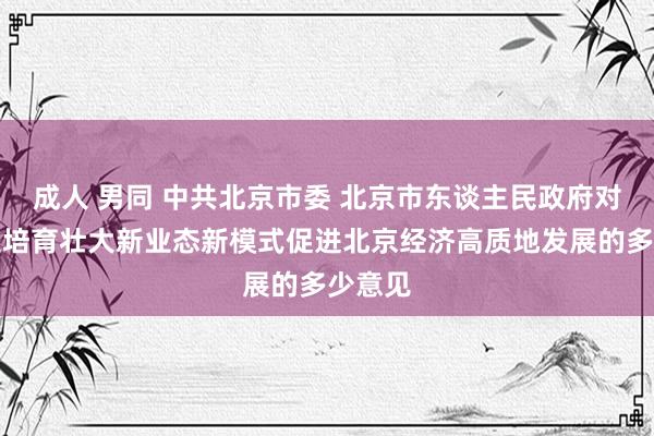 成人 男同 中共北京市委 北京市东谈主民政府对于加速培育壮大新业态新模式促进北京经济高质地发展的多少意见